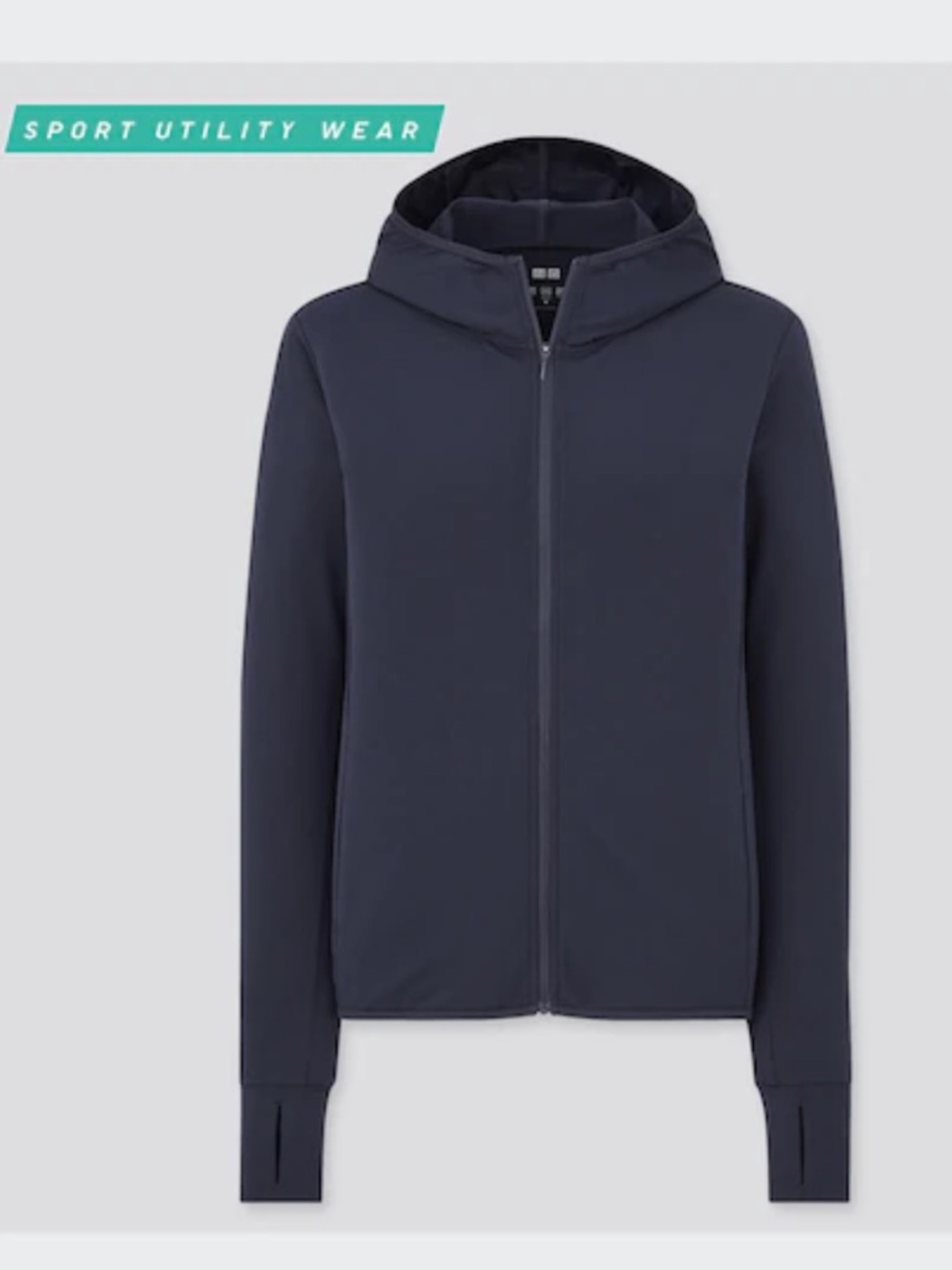 Uniqlo Women's Navy Zip-Up Hooded Sweatshirt